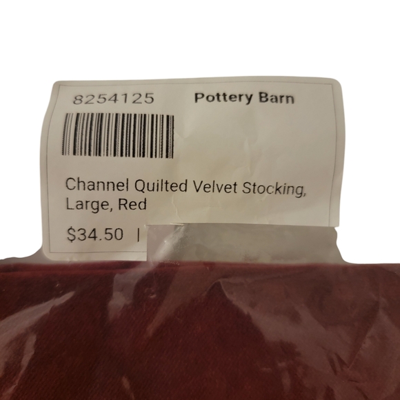 Channel Quilted Velvet Stocking, Large Red - Picture 6 of 6